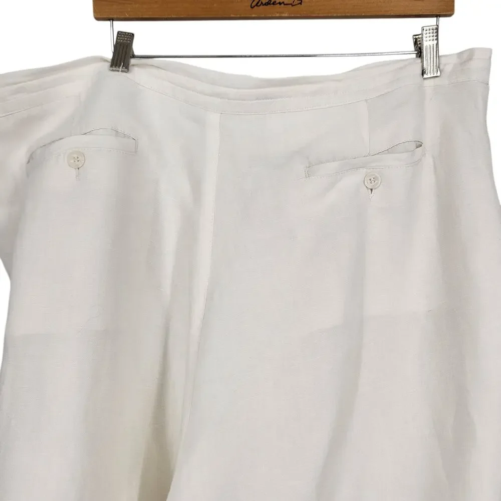 Linea Uomo White Linen Blend Trousers